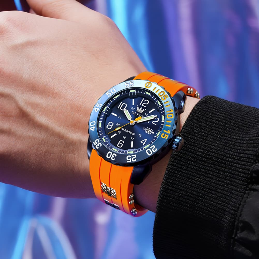 OLEVS 3688 Sport Silicone Quartz Luminous Mens Watch