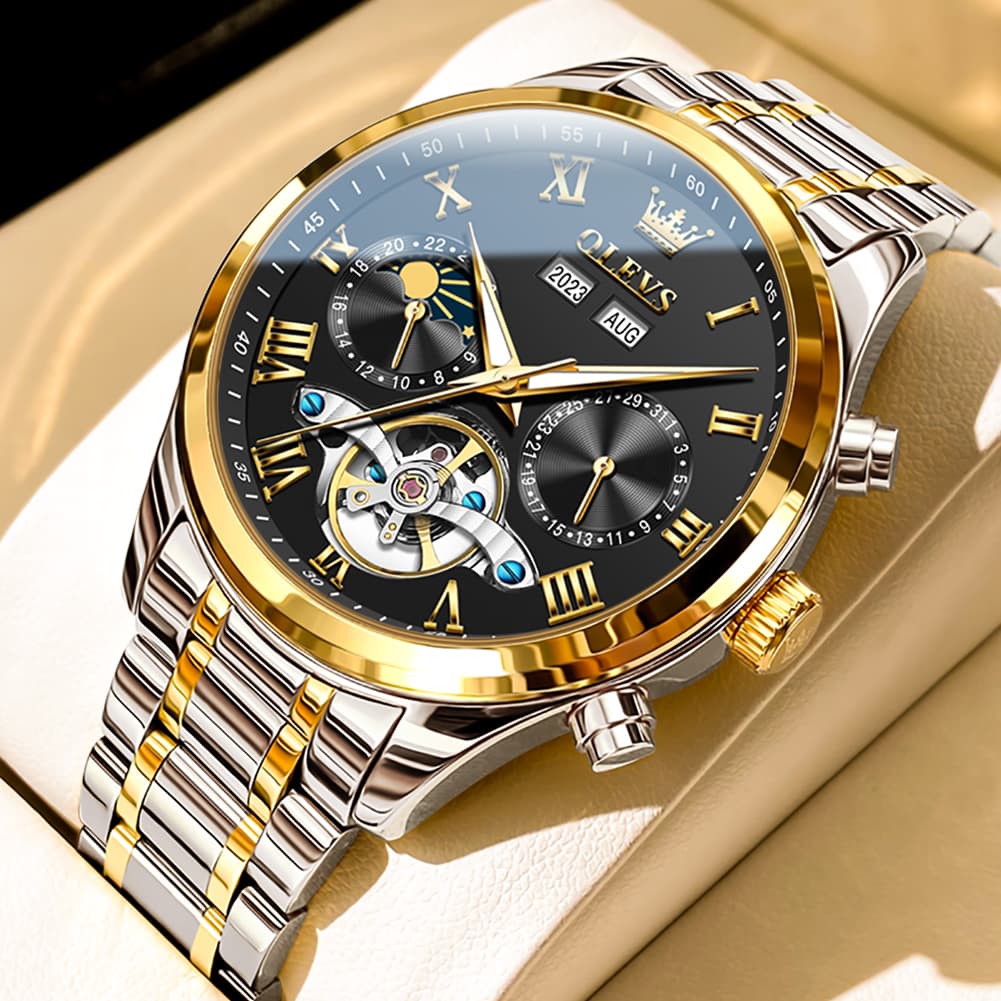 OLEVS 7005 Multi Function Skeleton Mechanical Watch for Men