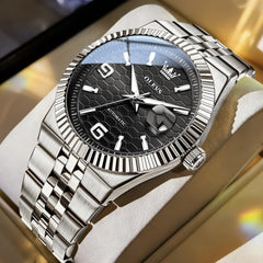 OLEVS 7105 Fluted Bezel Automatic Mechanical Luxury Dress Watch for Men