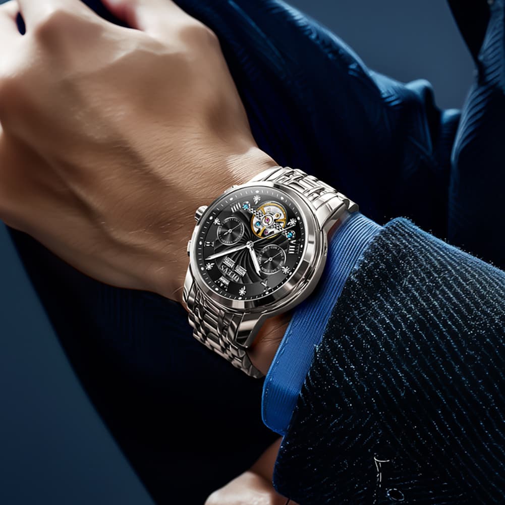 OLEVS 7088 Open Heart Roman Numeral Automatic Watch For Men