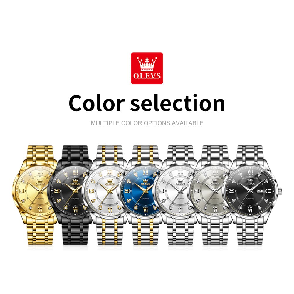 OLEVS 6727 Automatic Mechanical Diamond Watch For Men