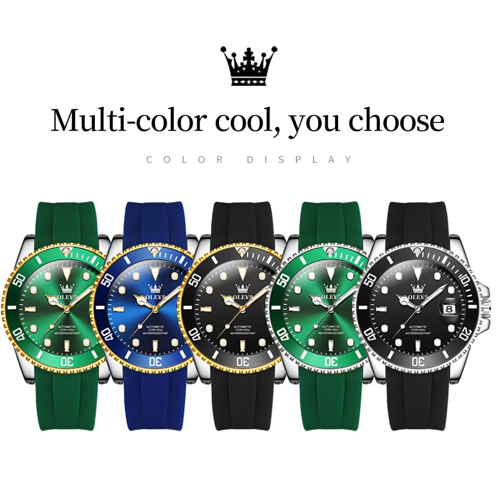 OLEVS 6650 Silicone Automatic Mechanical Dive Watch for Men