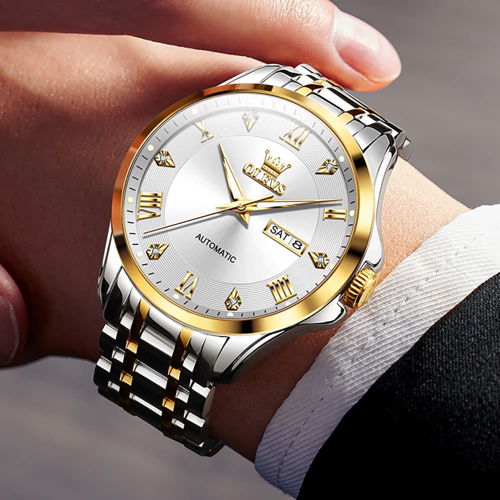 OLEVS 6702 Diamond Dial Automatic Mechanical Watch For Men