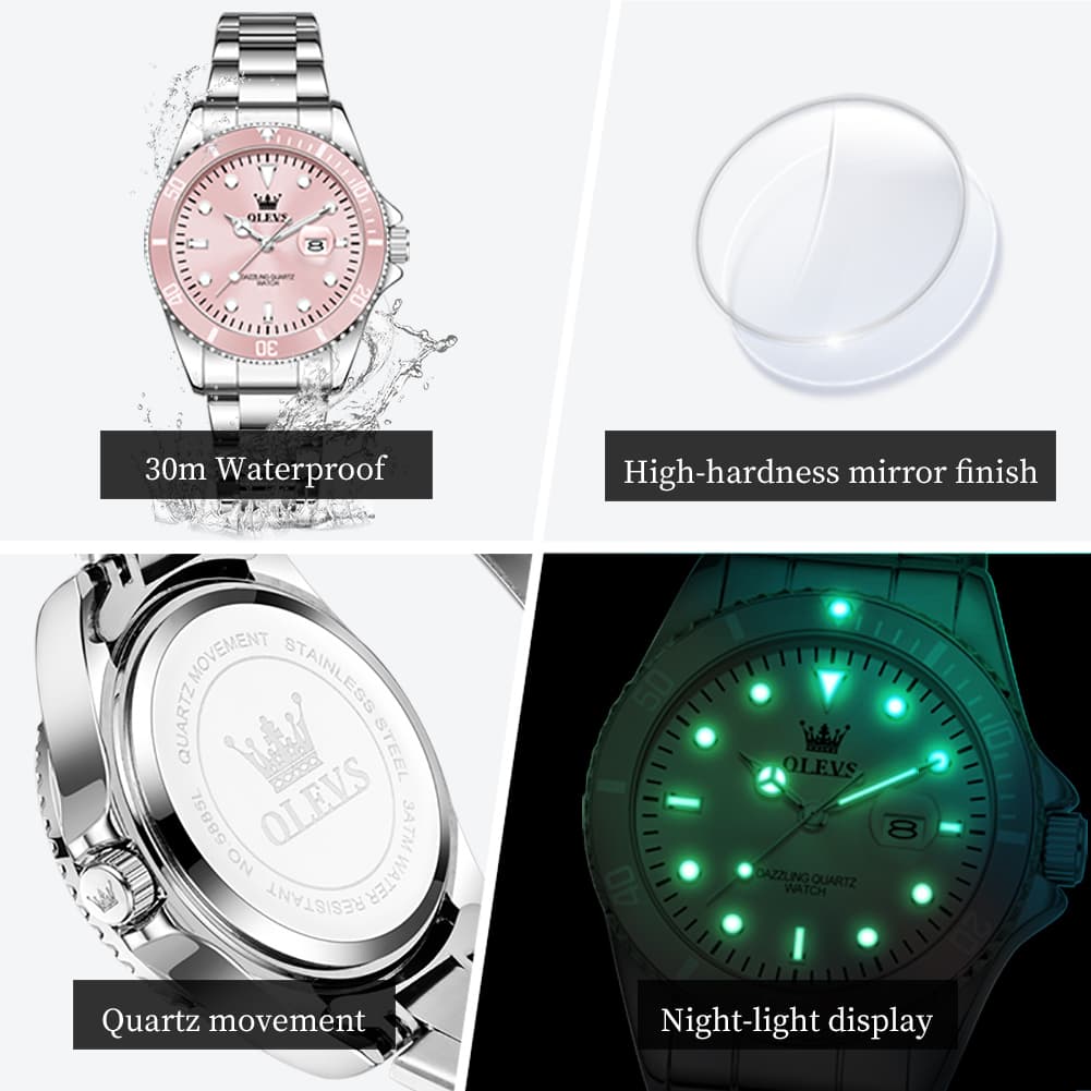 OLEVS 5885 Sporty Chic Luxury Dive Style Watch for Women