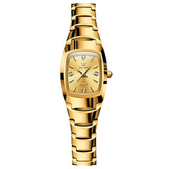 OLEVS 7006 Tungsten Steel Watch Tonneau Case Couple Diamond Accent Quartz Luxury Timepiece for Men and Women