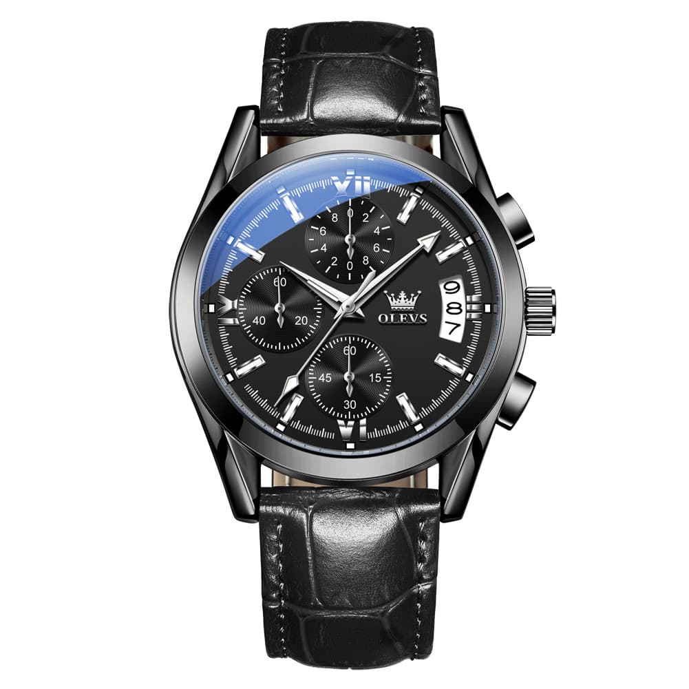 OLEVS 2987 Ultra-Light Leather Chronograph Quartz Watch for Men