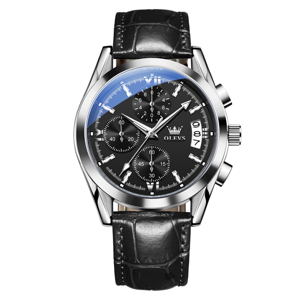 OLEVS 2987 Ultra-Light Leather Chronograph Quartz Watch for Men