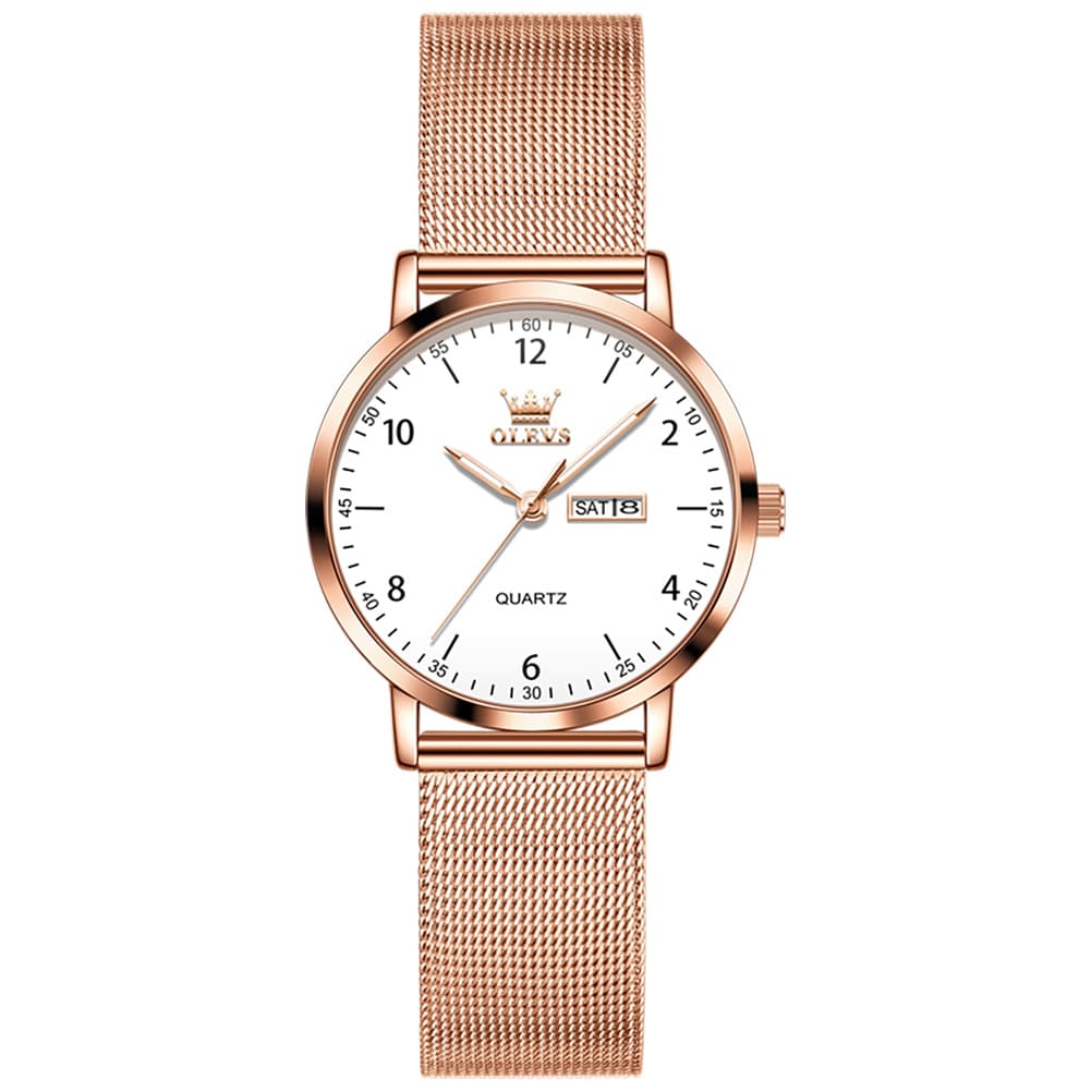 OLEVS 2996N Milanese Steel Minimalist Quartz Watch for Women
