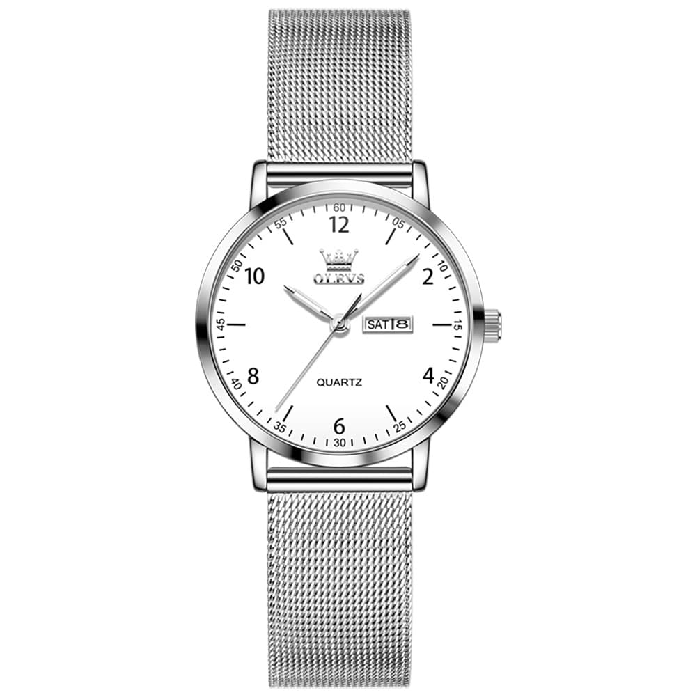 OLEVS 2996N Milanese Steel Minimalist Quartz Watch for Women