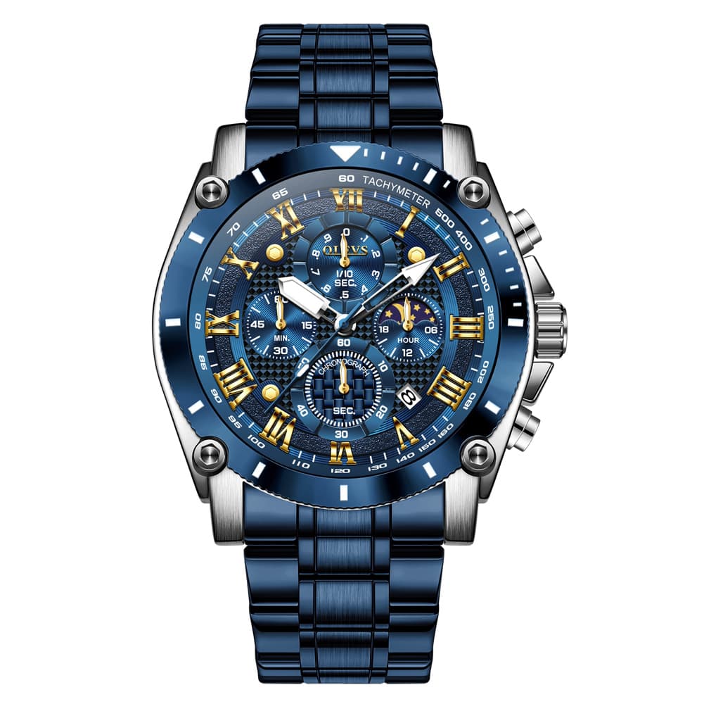 OLEVS 3689 Luxury Chronograph Moon Phase Quartz Watch for Men