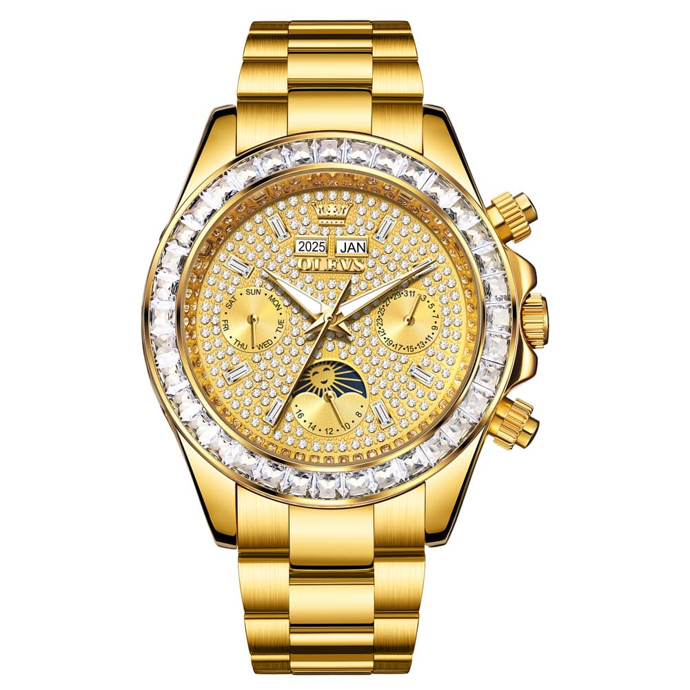 OLEVS 7038 Luxury Diamond Moon Phase Mechanical Watch For Men