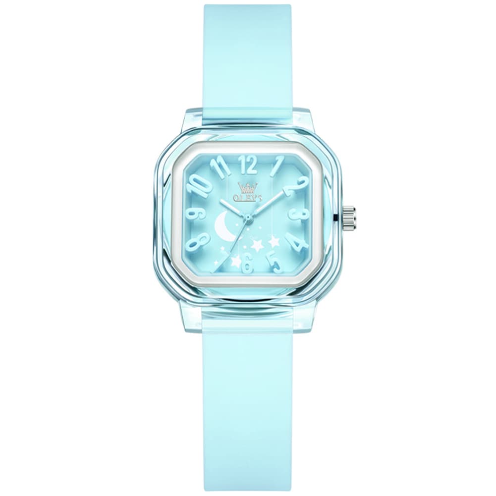 OLEVS 3711 Dreamy Moon Star Transparent Silicone Womens Student Watch