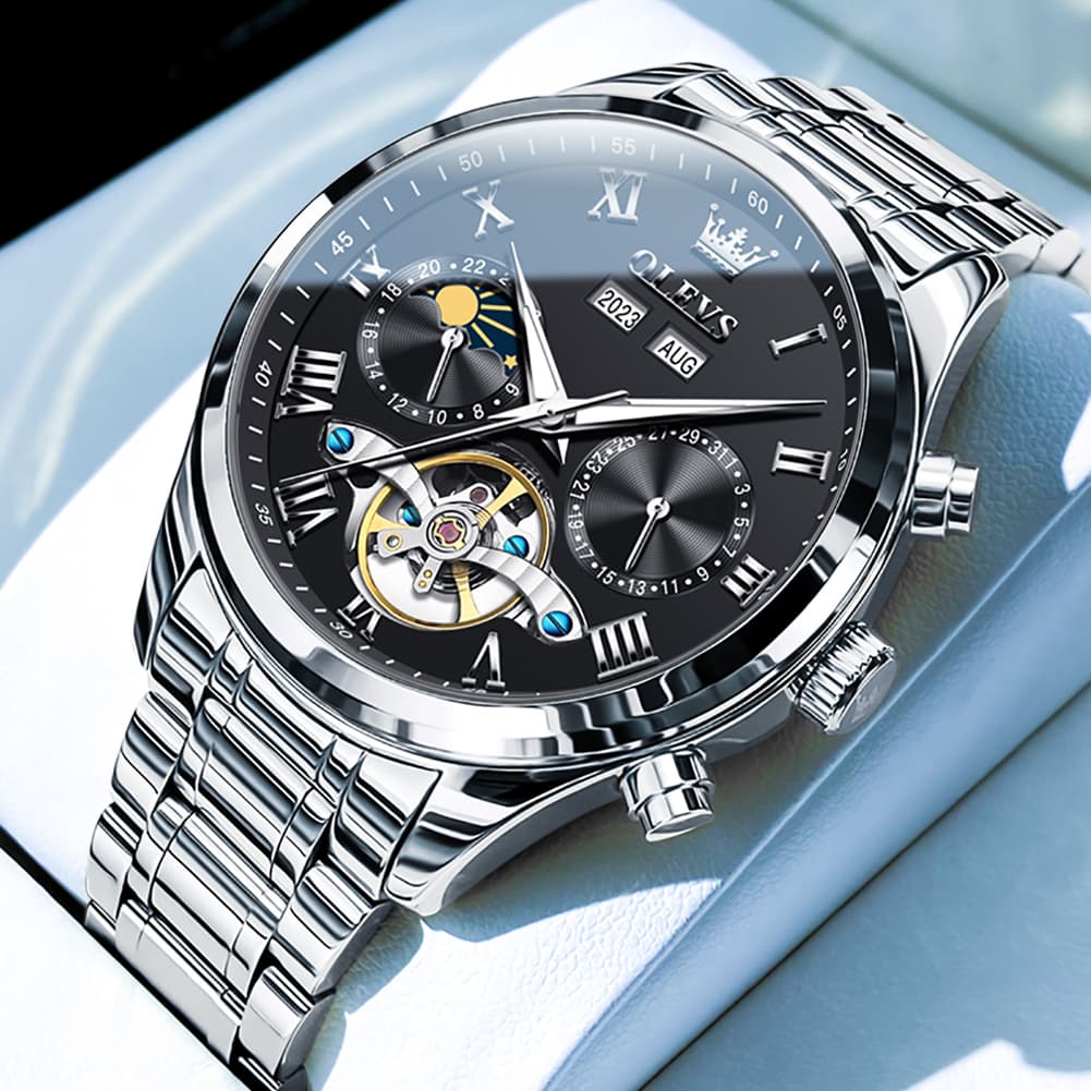 OLEVS 7005 Multi Function Skeleton Mechanical Watch for Men