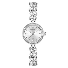 OLEVS 5679 Crystal Cluster Bracelet Watch Zircon Bezel Date Quartz Jewelry Timepiece for Women