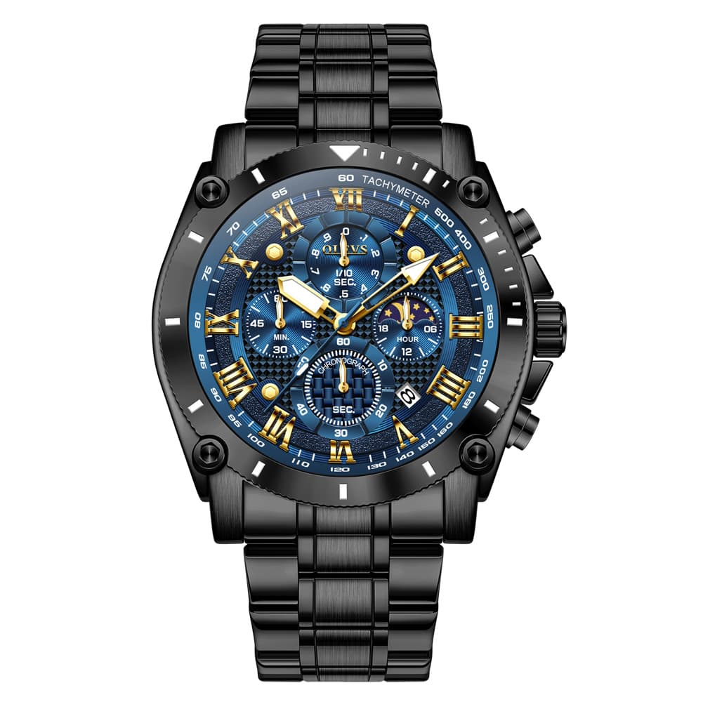 OLEVS 3689 Luxury Chronograph Moon Phase Quartz Watch for Men
