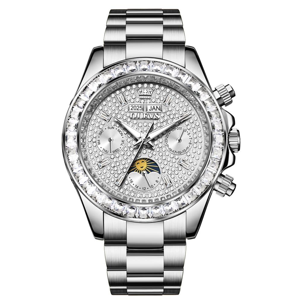 OLEVS 7038 Luxury Diamond Moon Phase Mechanical Watch For Men