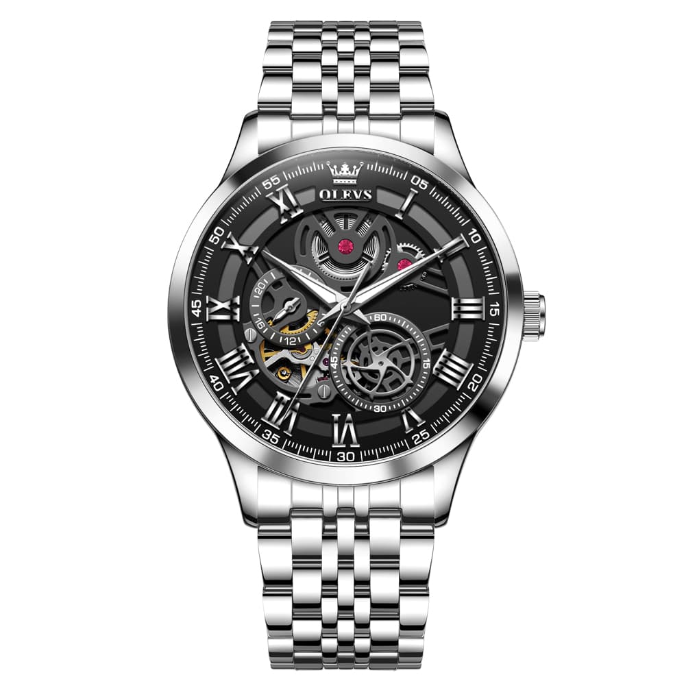 OLEVS 7076 Double Open Heart Automatic Watch For Men