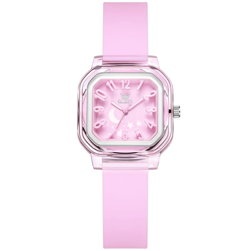 OLEVS 3711 Dreamy Moon Star Transparent Silicone Womens Student Watch