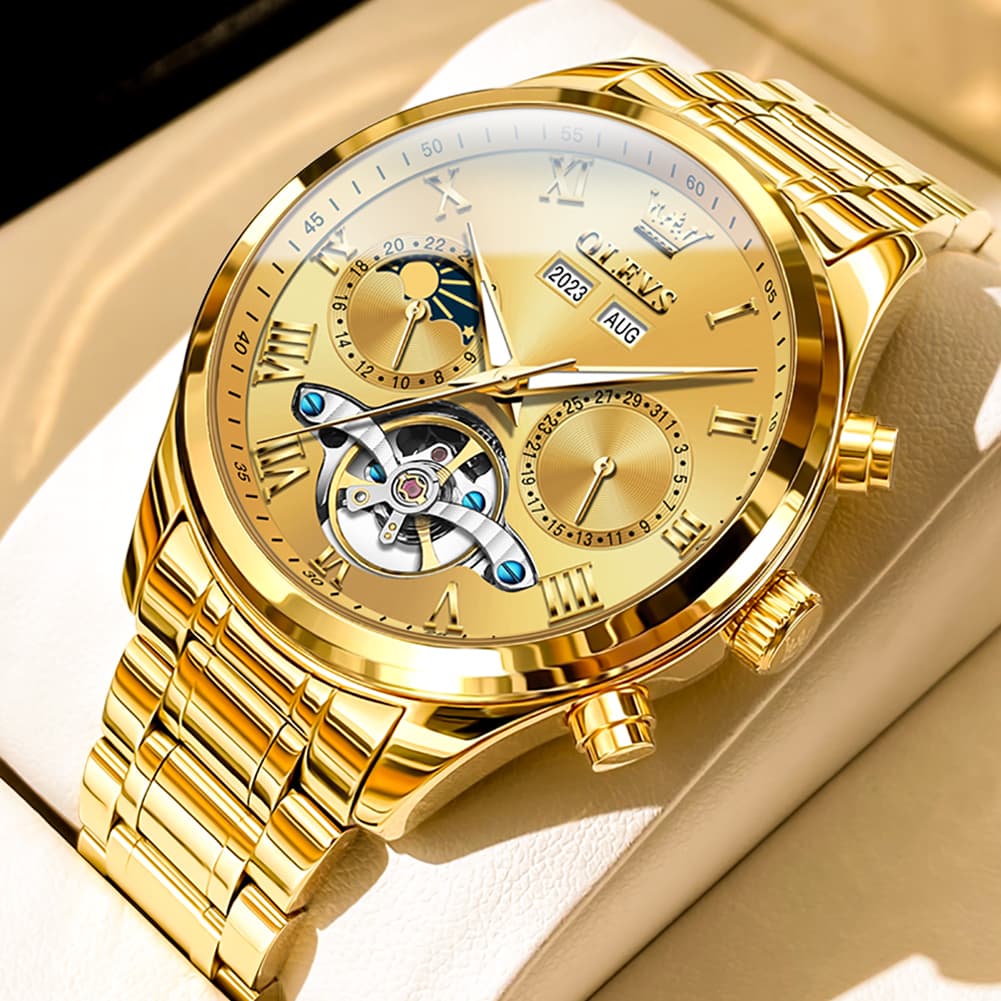 OLEVS 7005 Multi Function Skeleton Mechanical Watch for Men