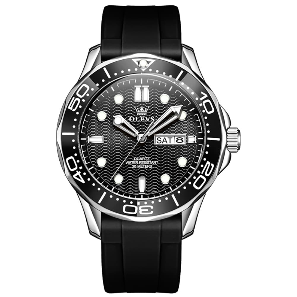 OLEVS 3738 Wave Dial Dive Style Quartz Watch for Men