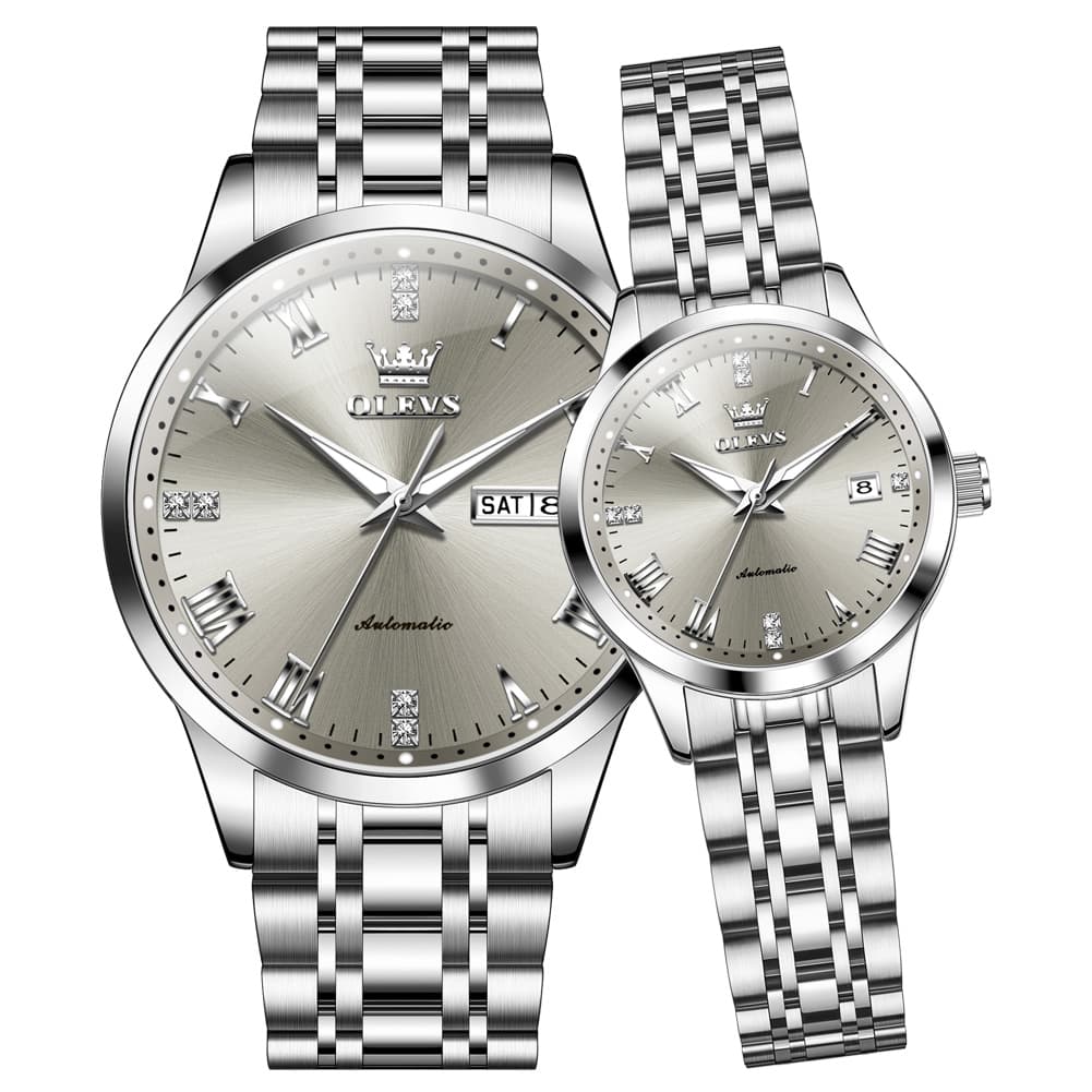 OLEVS 7062 Classic Automatic Couples Watch Set