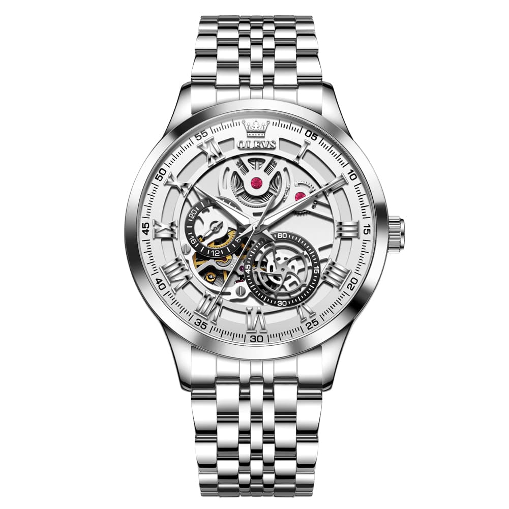 OLEVS 7076 Double Open Heart Automatic Watch For Men