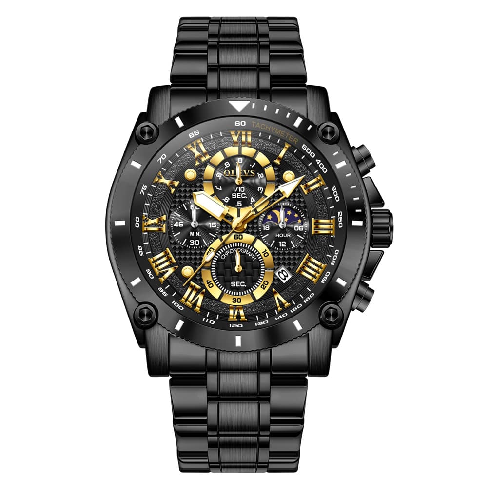 OLEVS 3689 Luxury Chronograph Moon Phase Quartz Watch for Men