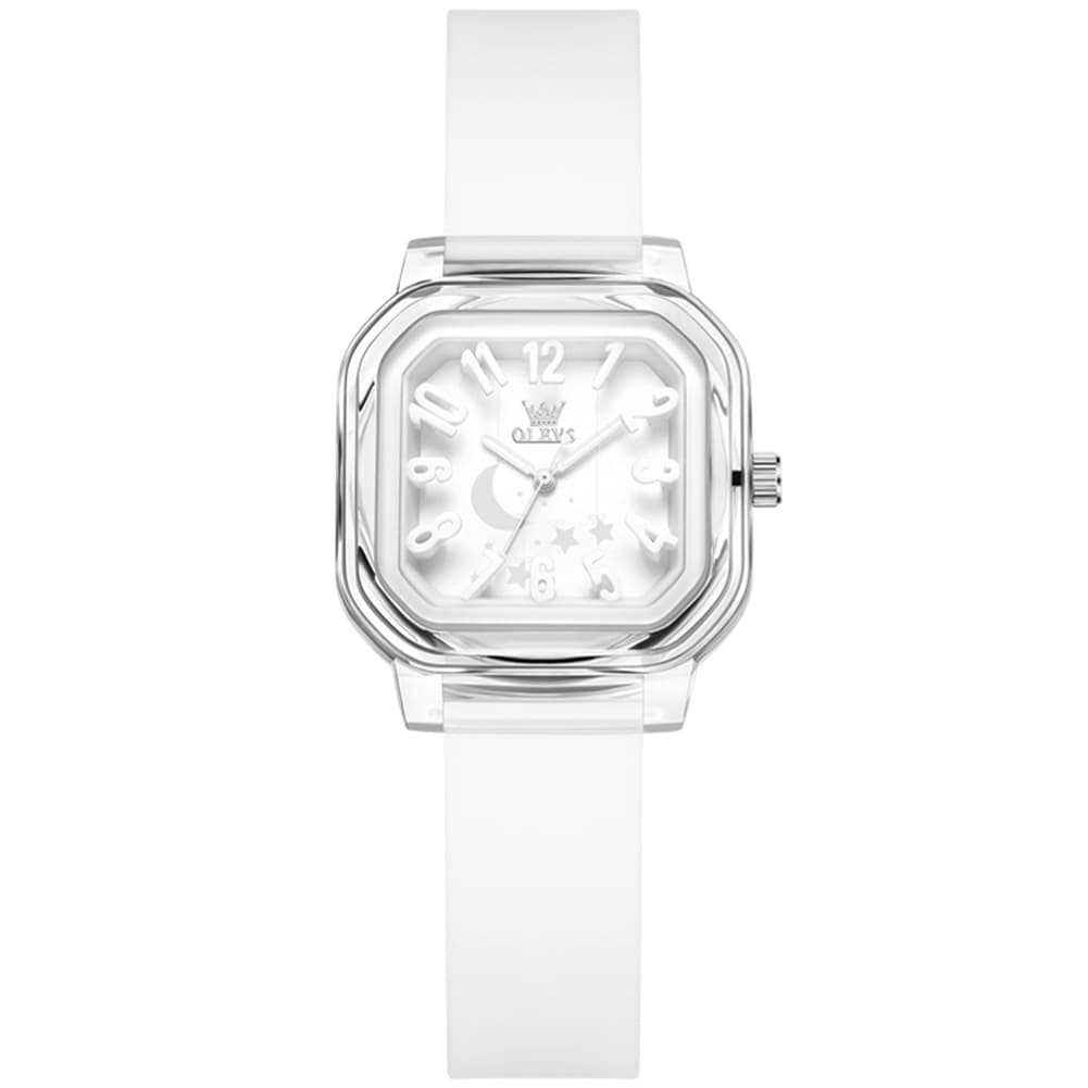OLEVS 3711 Dreamy Moon Star Transparent Silicone Womens Student Watch