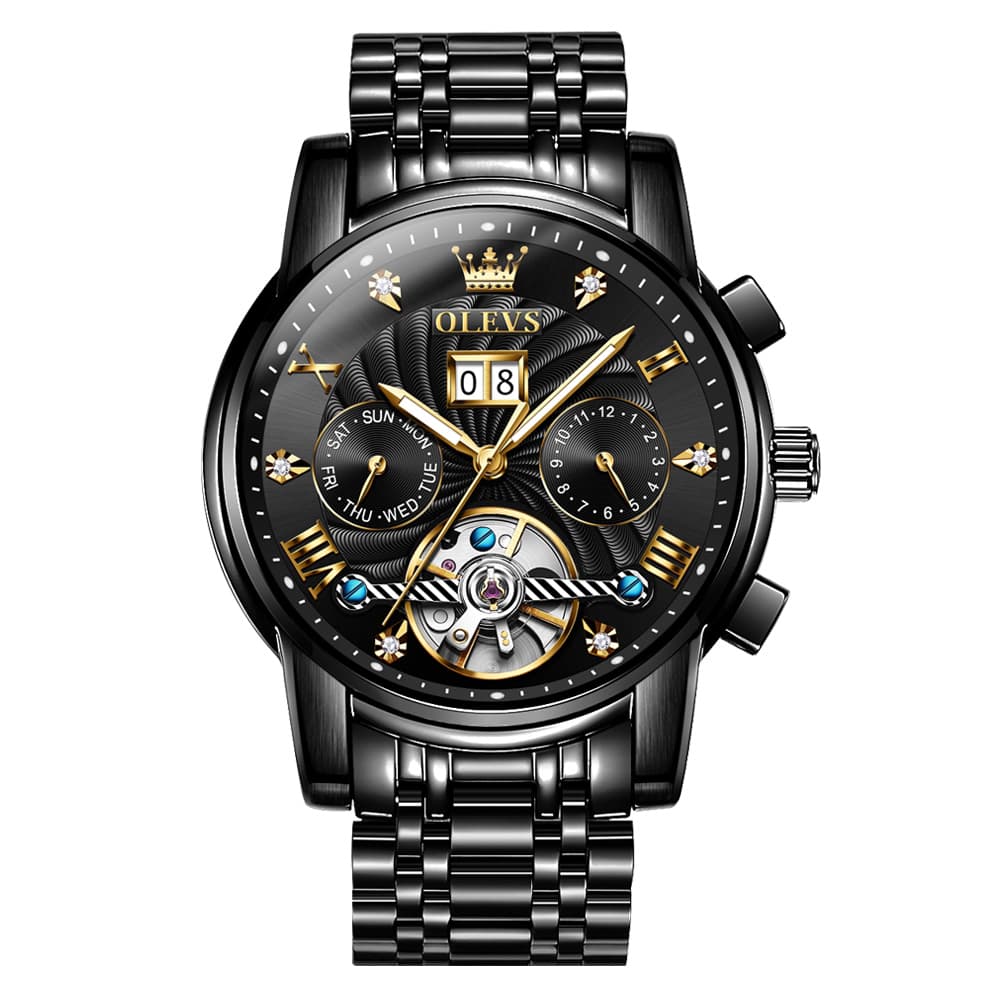 OLEVS Open Heart Multifunction Automatic Mechanical Watch 9910 Big Date for Men