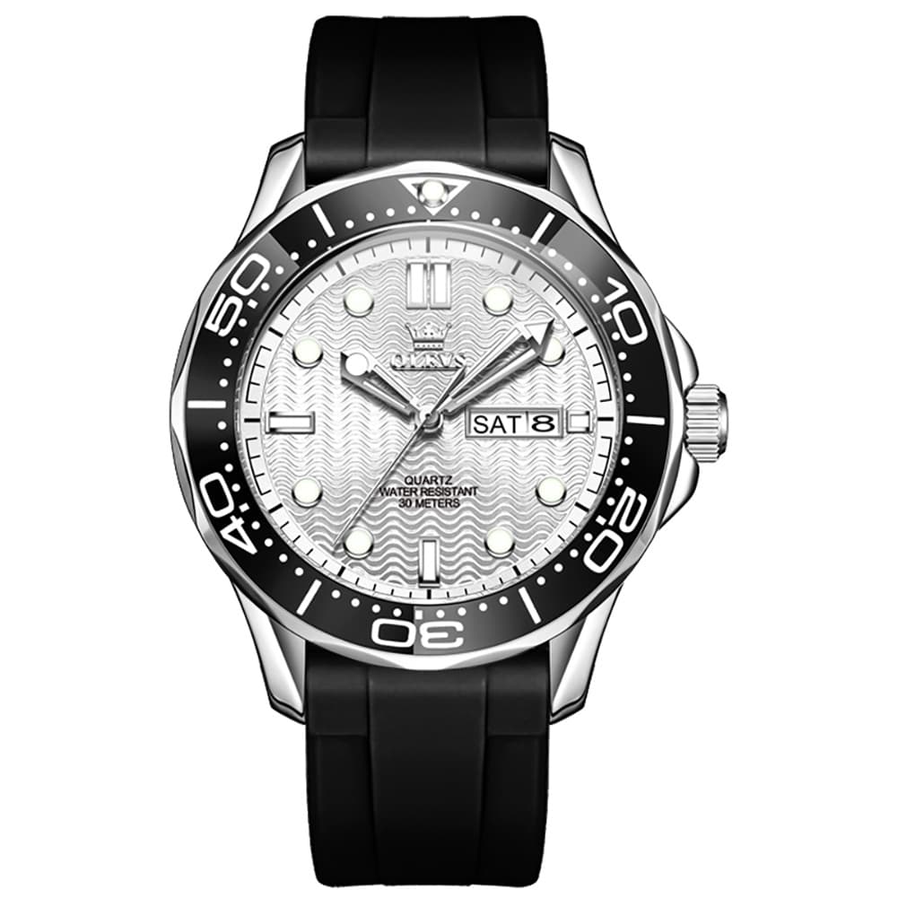 OLEVS 3738 Wave Dial Dive Style Quartz Watch for Men