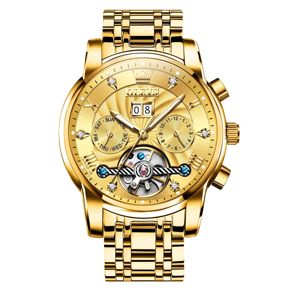 OLEVS Open Heart Multifunction Automatic Mechanical Watch 9910 Big Date for Men