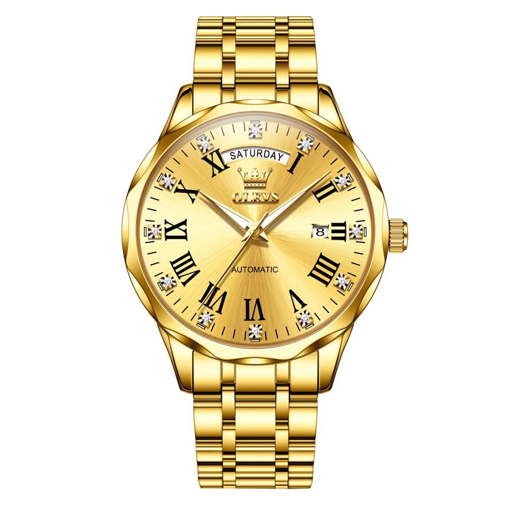 OLEVS 6780 Roman Numerals Day Date Mechanical Watch for Men