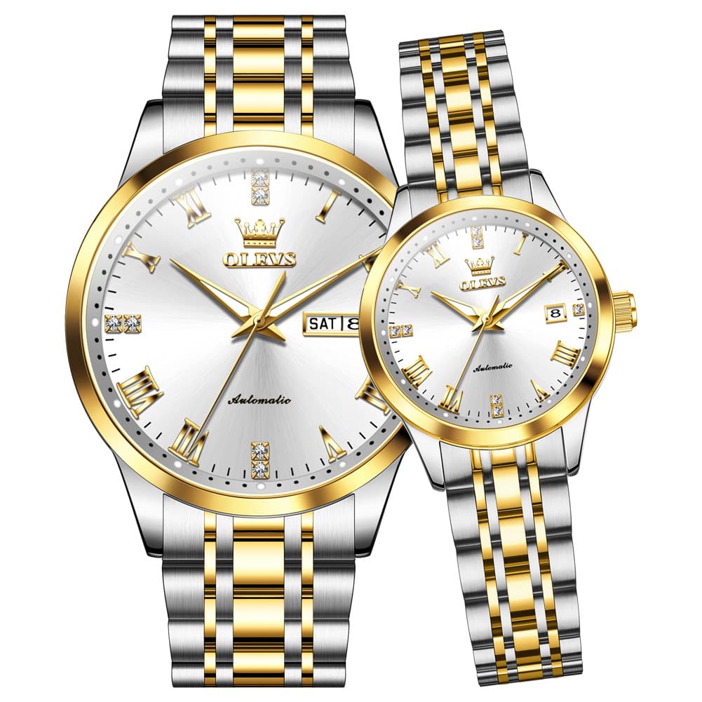 OLEVS 7062 Classic Automatic Couples Watch Set
