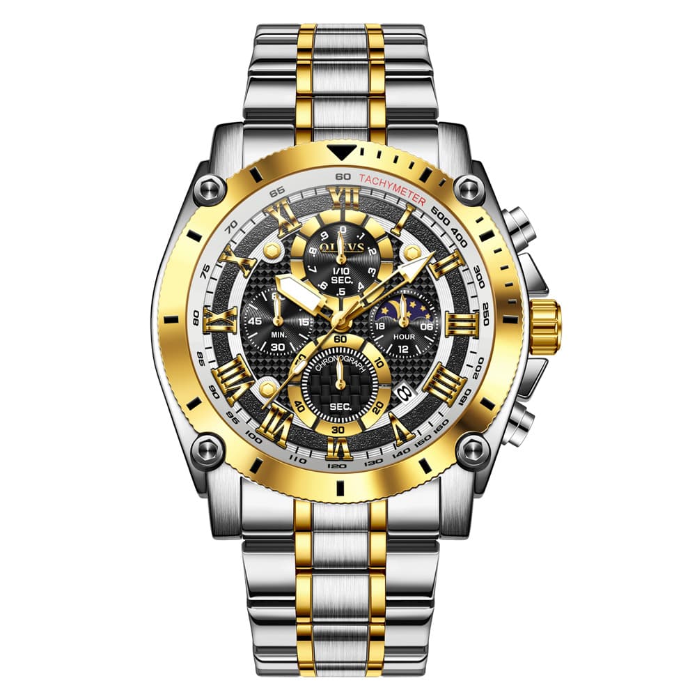 OLEVS 3689 Luxury Chronograph Moon Phase Quartz Watch for Men
