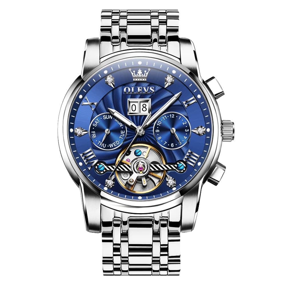 OLEVS Open Heart Multifunction Automatic Mechanical Watch 9910 Big Date for Men