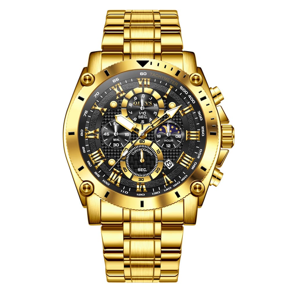 OLEVS 3689 Luxury Chronograph Moon Phase Quartz Watch for Men