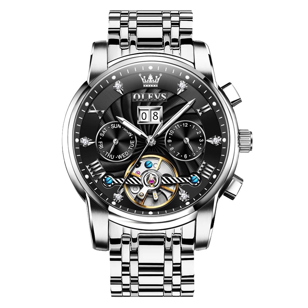 OLEVS Open Heart Multifunction Automatic Mechanical Watch 9910 Big Date for Men