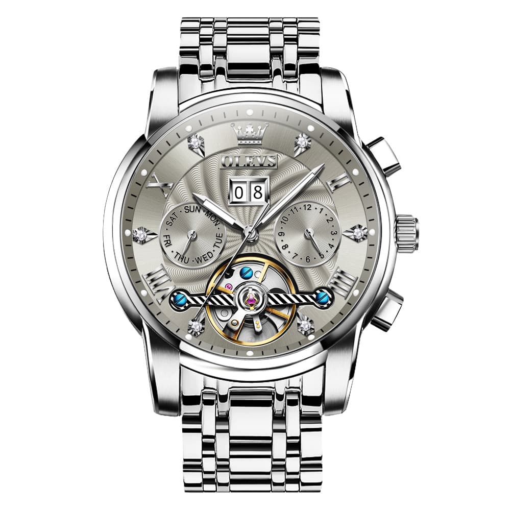 OLEVS Open Heart Multifunction Automatic Mechanical Watch 9910 Big Date for Men