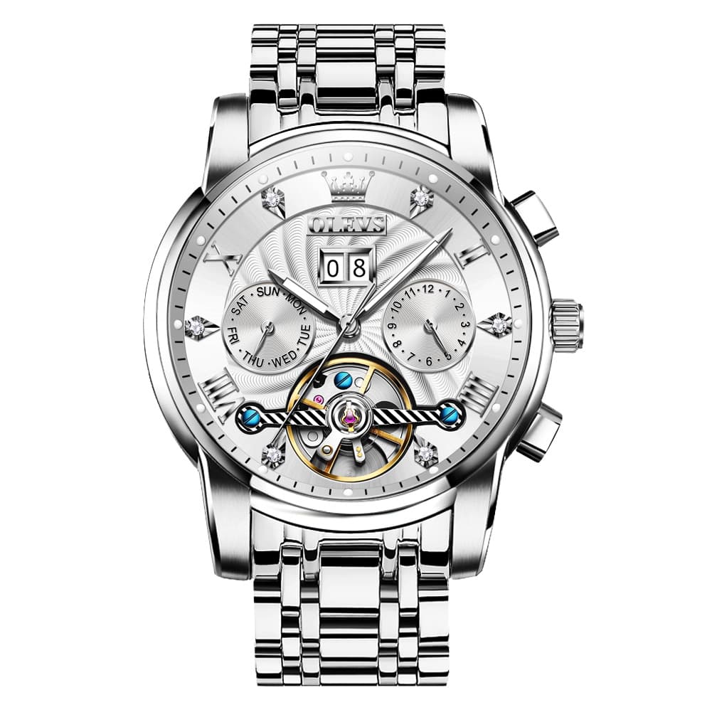 OLEVS Open Heart Multifunction Automatic Mechanical Watch 9910 Big Date for Men