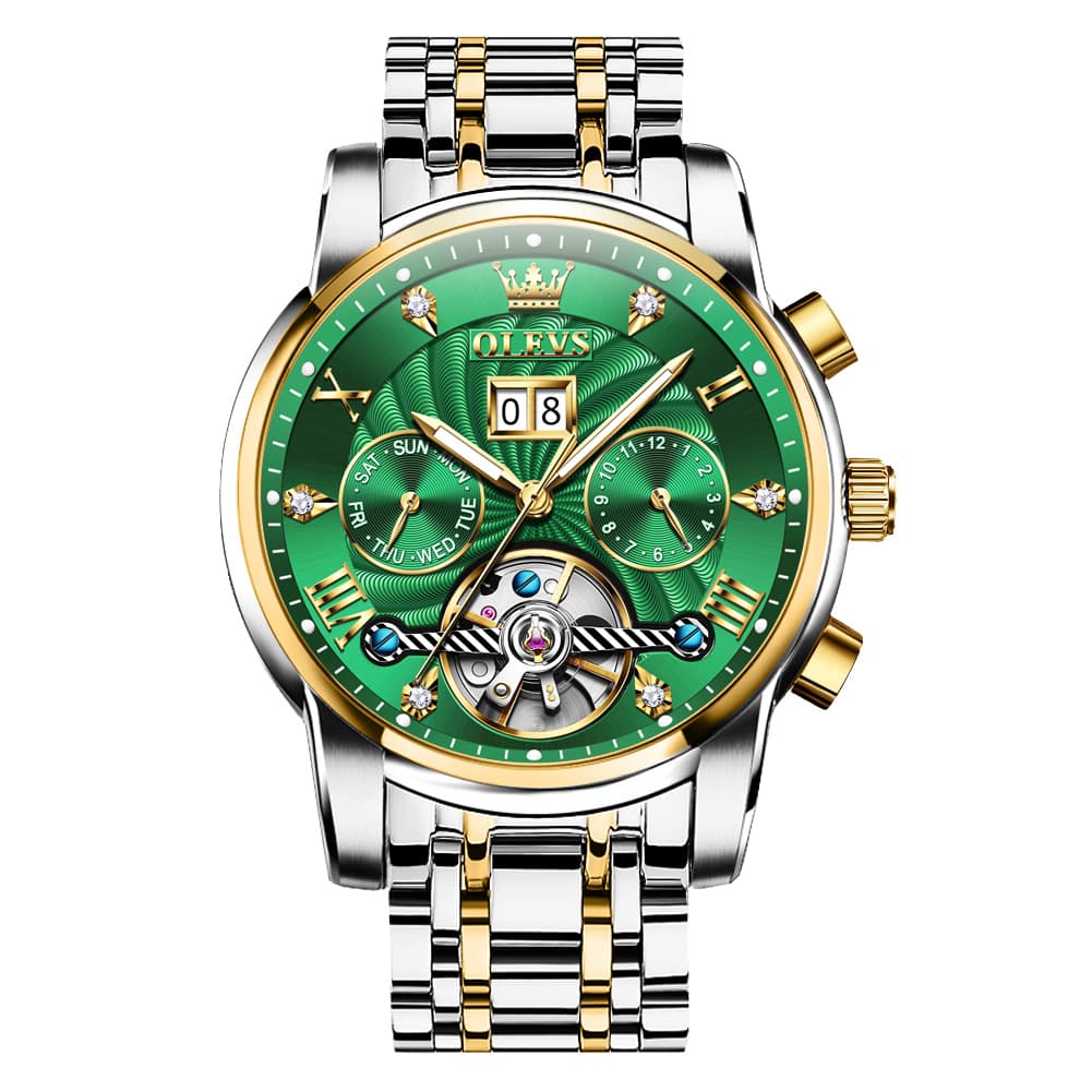 OLEVS Open Heart Multifunction Automatic Mechanical Watch 9910 Big Date for Men