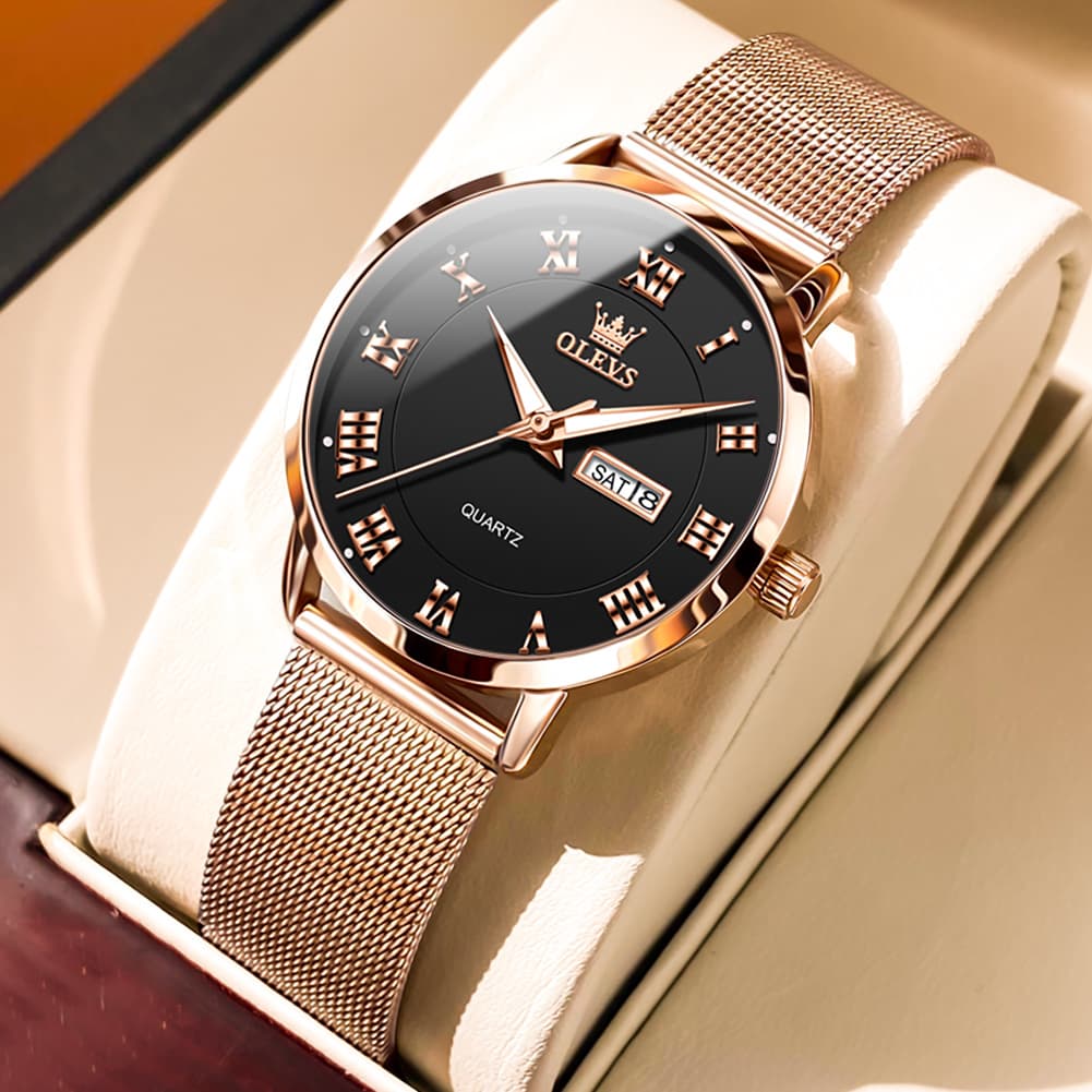 OLEVS 2920 Day Date Quartz Couples Watch Set Men Women