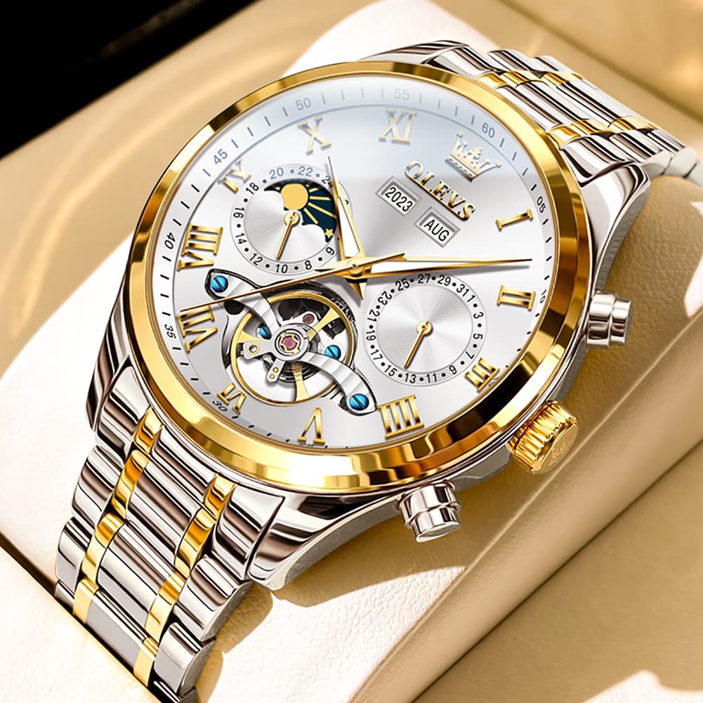 OLEVS 7005 Multi Function Skeleton Mechanical Watch for Men