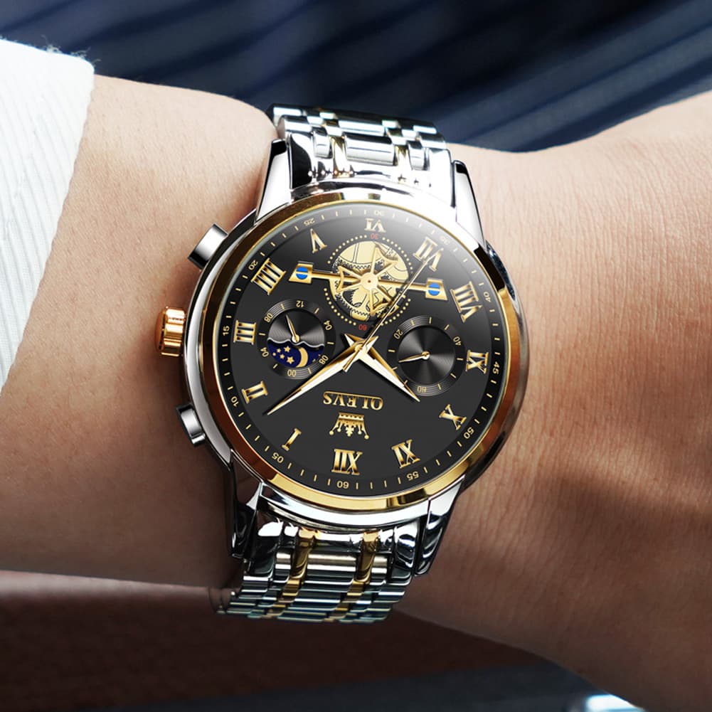 OLEVS 2859 Luxury Moon Phase Chronograph Quartz Watch for Men