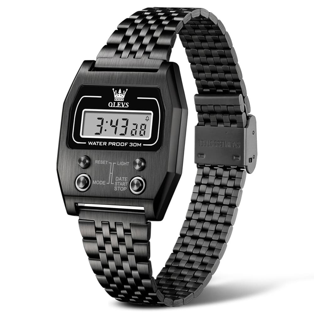 OLEVS 1113 Vintage Retro Digital Steel Watch for Men Women