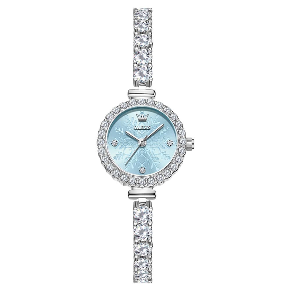 OLEVS 5889 Diamond Tennis Bracelet Watch Dainty 5mm Zircon Bezel Quartz Jewelry Timepiece for Women