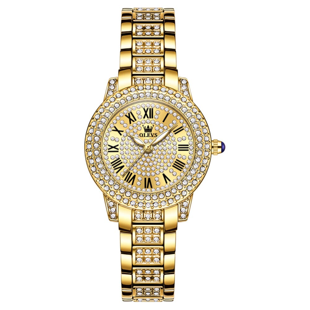OLEVS 9943 Diamond Paved Dial Luxury Watch for Women