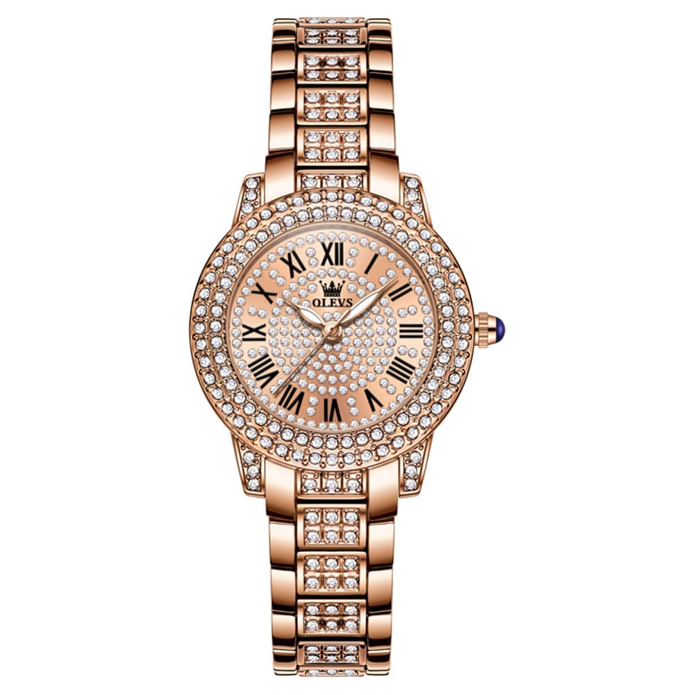 OLEVS 9943 Diamond Paved Dial Luxury Watch for Women