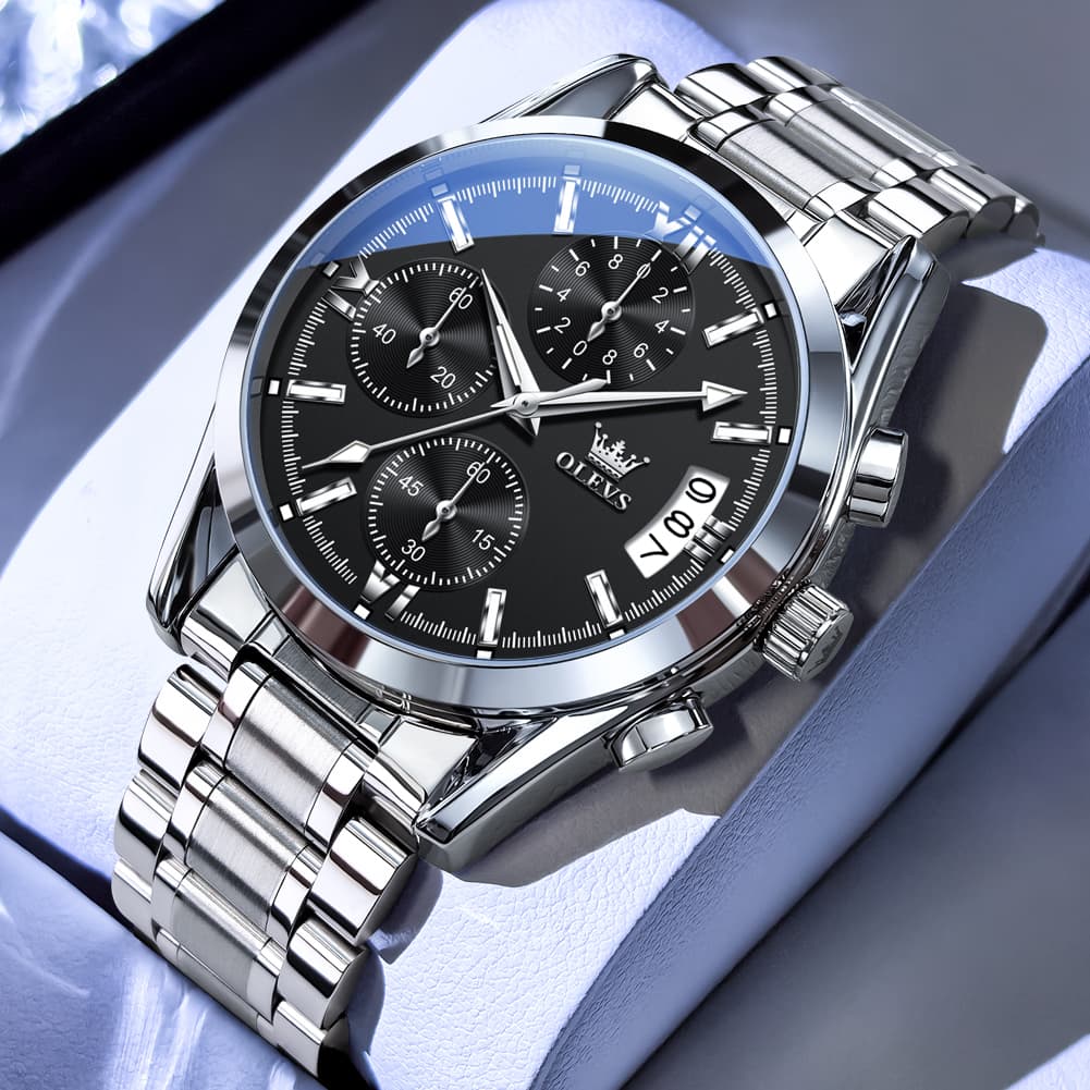 OLEVS 2987 Stainless Steel Chronograph Quartz Watch for Men