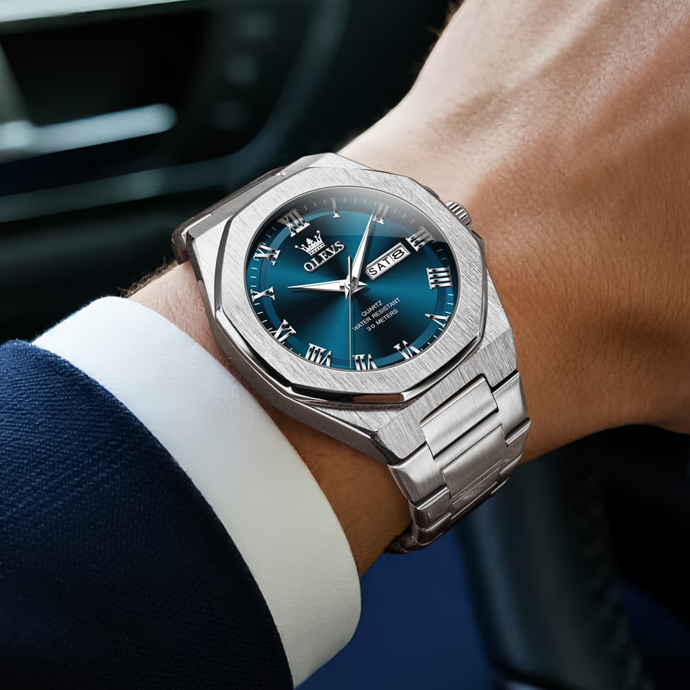 OLEVS 3727 Geometric Luminous Quartz Watch for Men