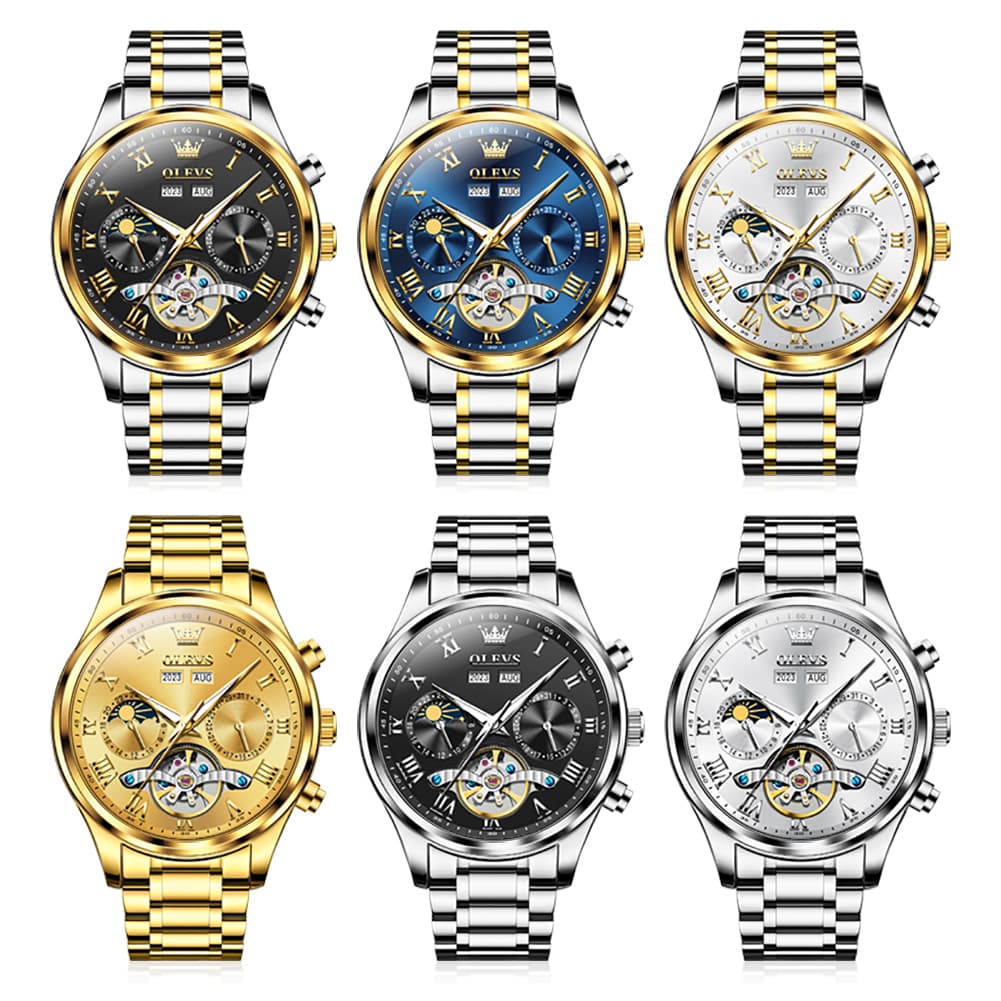 OLEVS 7005 Multi Function Skeleton Mechanical Watch for Men